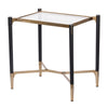 24 Inch Accent Side Table Iron Frame Glass Top Modern Gold Black By Casagear Home BM285124