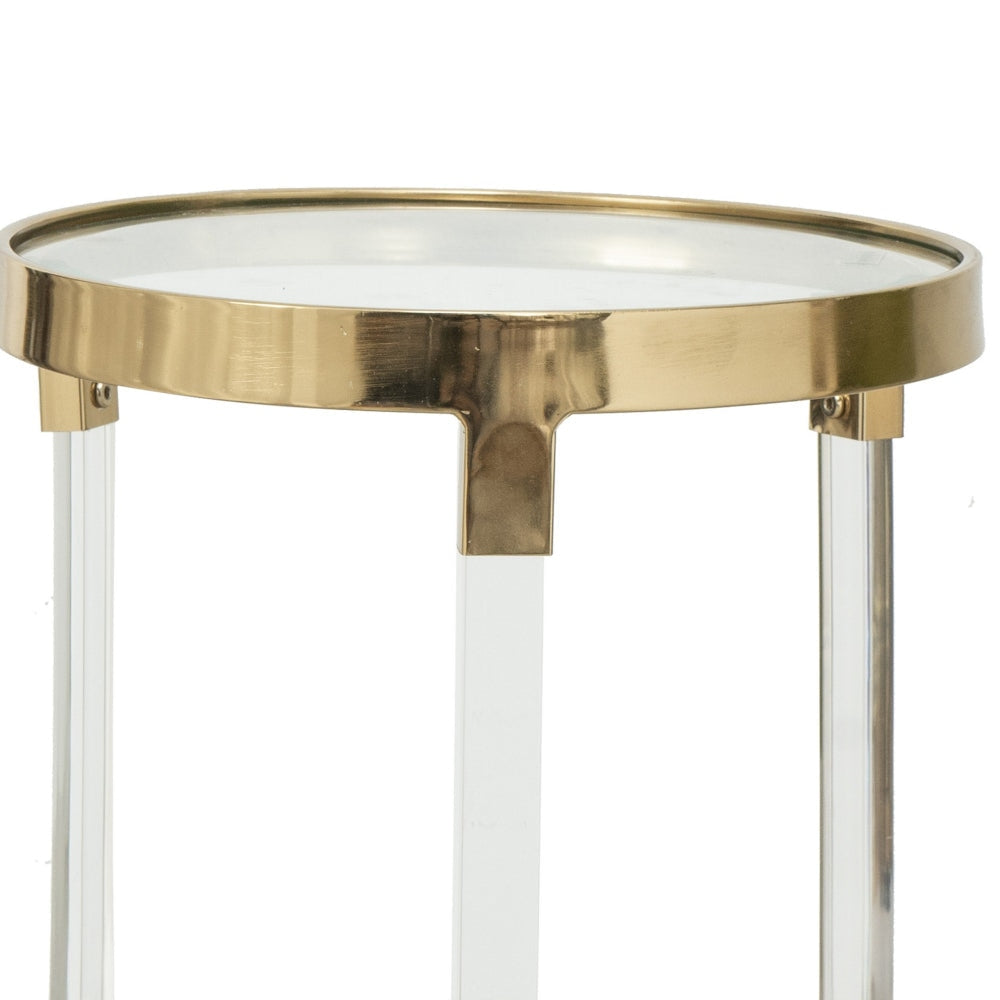 24 21 Accent Tables Acrylic Clear Legs Glass Top Set of 2 Gold By Casagear Home BM285128