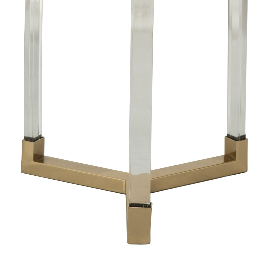 24 21 Accent Tables Acrylic Clear Legs Glass Top Set of 2 Gold By Casagear Home BM285128