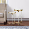 24, 21 Accent Tables, Acrylic Clear Legs, Glass Top, Set of 2, Gold By Casagear Home