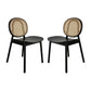 Ada 24 Inch Dining Chair Cane Rattan Back Beech Wood Set of 2 Black By Casagear Home BM285132