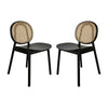 Ada 24 Inch Dining Chair Cane Rattan Back Beech Wood Set of 2 Black By Casagear Home BM285132