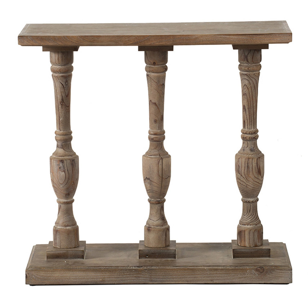 36 Inch Console Table Fir Wood Classical Turned Pedestal Base Gray By Casagear Home BM285154