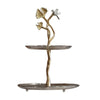 16 Inch Elegant Accent Table 2 Tier Aluminum Cherry Blossom Gold Silver By Casagear Home BM285160