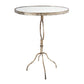 28 Inch Accent Side Table, Oval Mirror Top, Metal Base, Rustic Gold Finish By Casagear Home