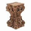 19 Inch Classic Stool Table, Carved Pillar Accent, Wood, Antique Brown By Casagear Home