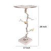 28 Inch Accent Table Artful Branch Like Frame Gold Bird Accents Silver By Casagear Home BM285256