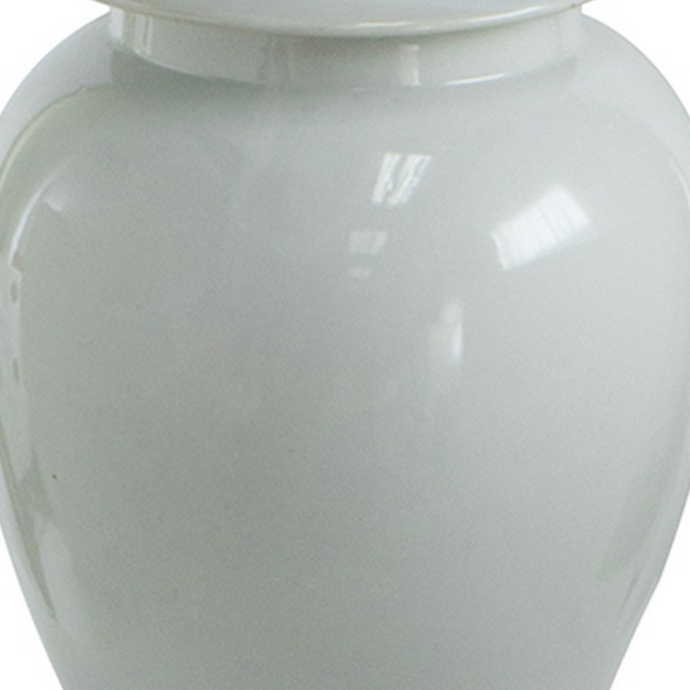 Deva 20 Inch Medium Porcelain Ginger Jar Classic White Glossy Finish By Casagear Home BM285354