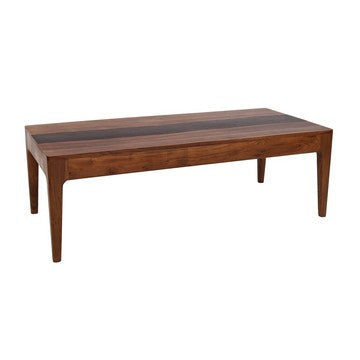 52 Inch Modern Coffee Table, Acacia Wood with Classic Block Legs, Brown By Casagear Home