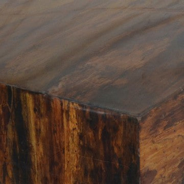 32 Inch Rustic Coffee Table Teak Wood Plinth Base Grain Details Brown By Casagear Home BM285418