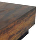 32 Inch Rustic Coffee Table Teak Wood Plinth Base Grain Details Brown By Casagear Home BM285418