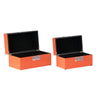 Neo 14 11 Inch Set of 2 Decorative Boxes Geometric Metal Accents Orange By Casagear Home BM285589