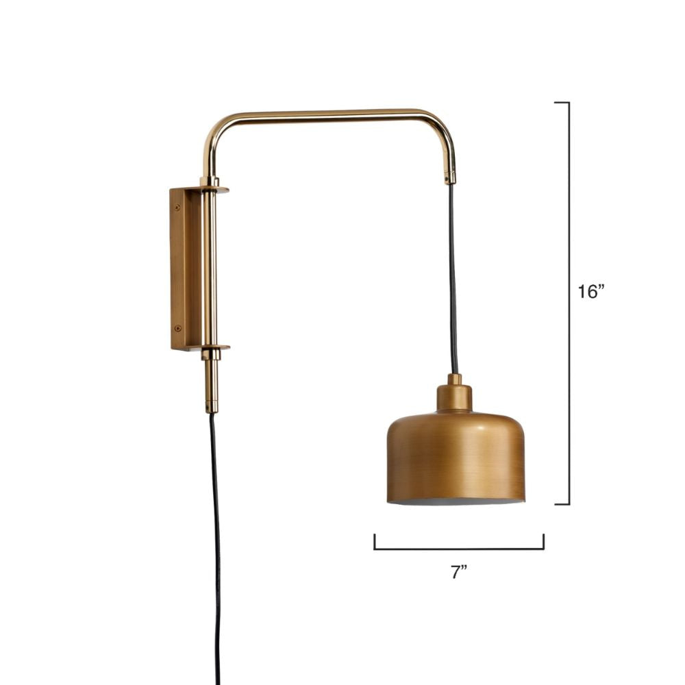 21 Inch Modern Wall Sconce Lamp Polished Satin Brass Swing Arm Design By Casagear Home BM285668