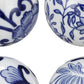 4 Inch Decorative Ball Set of 6 Orbs Blue And White Printed Porcelain By Casagear Home BM286144