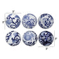 4 Inch Decorative Ball Set of 6 Orbs Blue And White Printed Porcelain By Casagear Home BM286144