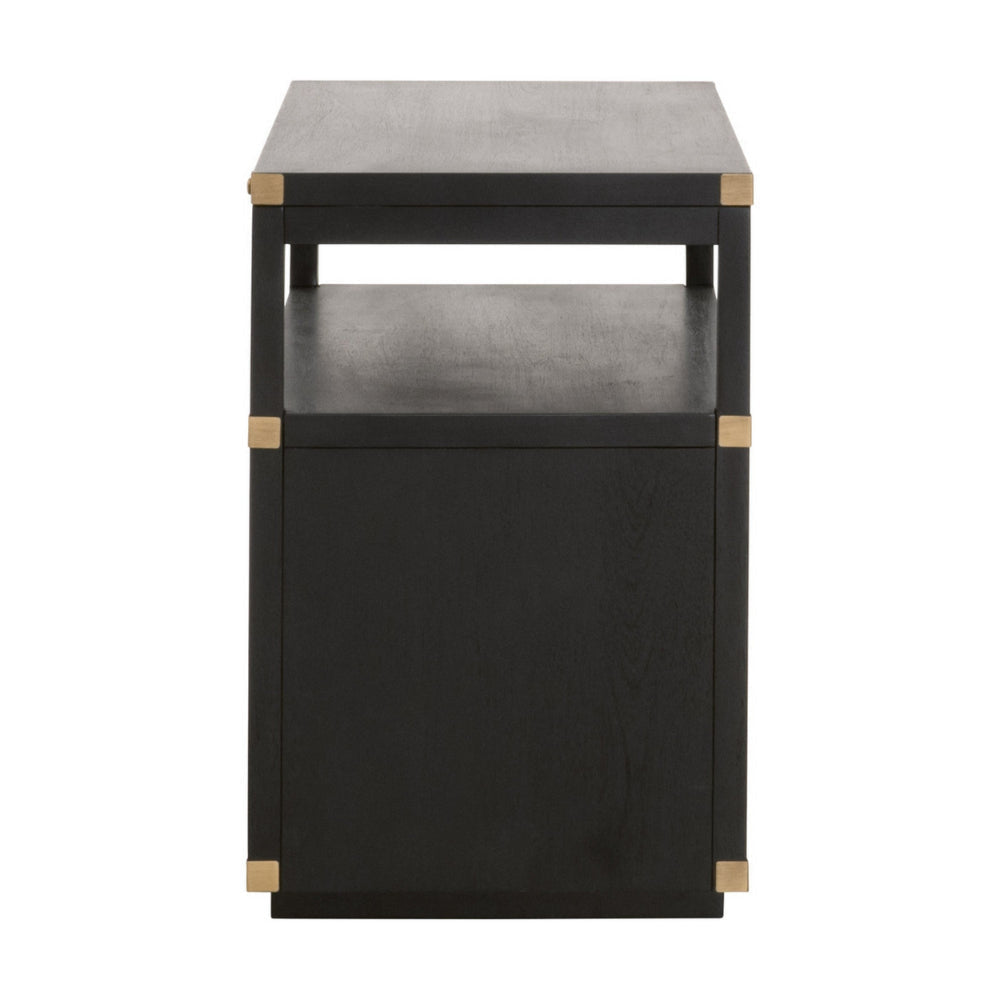 35 Inch Wood Nightstand with 2 Drawers and 1 Shelf Modern Gold Black By Casagear Home BM286281