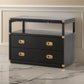 35 Inch Wood Nightstand with 2 Drawers and 1 Shelf, Modern Gold, Black By Casagear Home