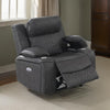 Xiu 38 Inch Power Recliner Chair USB Port Storage Gray Faux Leather By Casagear Home BM286285