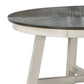 48 Inch Round Dining Table 2 Tone Dark Veneer Top Crisp White Base By Casagear Home BM286293