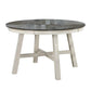 48 Inch Round Dining Table 2 Tone Dark Veneer Top Crisp White Base By Casagear Home BM286293