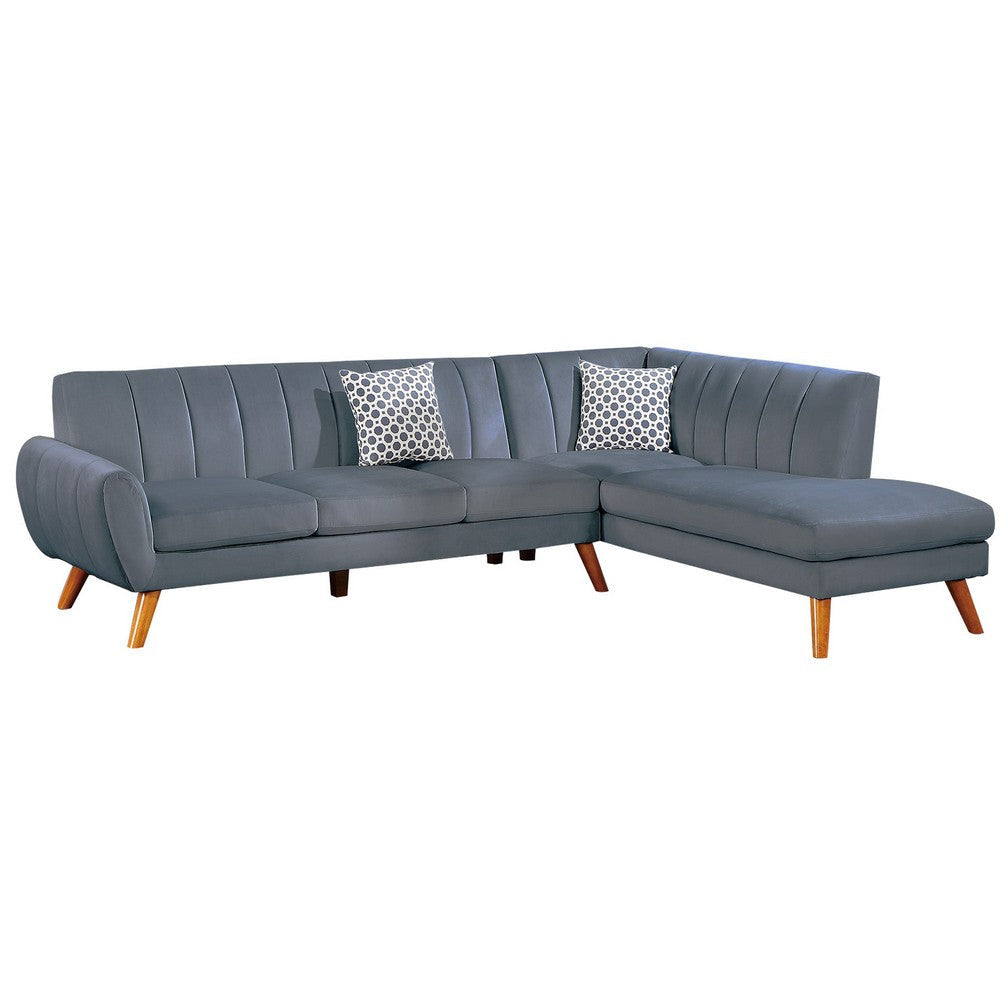 Lynn 2 Piece L Shape Sectional Sofa, Chaise, Vertical Tufted Velvet, Gray By Casagear Home