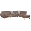 Lynn 2 Piece Sectional Sofa Set, Chaise Lounger, Tufted Velvet, Brown By Casagear Home