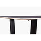 72 Inch Modern Dining Table with Marble Tabletop Iron Legs White Black By Casagear Home BM286401