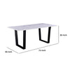 72 Inch Modern Dining Table with Marble Tabletop Iron Legs White Black By Casagear Home BM286401