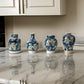 Set of 4 Lidded Jars and Vases, Classic Curved Round Blue and White Ceramic By Casagear Home