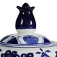 10 Inch Lidded Jar Round Persian Floral Print Blue and White Porcelain By Casagear Home BM286406