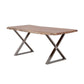 70 Inch Modern Dining Table, Wood Tabletop, Crossed Legs, Brown, Chrome By Casagear Home