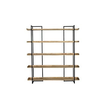 68 Inch Wide Bookshelf Reclaimed Mango Wood Shelves Black Metal Frame By Casagear Home BM286429