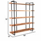 68 Inch Wide Bookshelf Reclaimed Mango Wood Shelves Black Metal Frame By Casagear Home BM286429