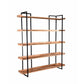 68 Inch Wide Bookshelf, Reclaimed Mango Wood Shelves, Black Metal Frame By Casagear Home