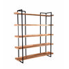 68 Inch Wide Bookshelf, Reclaimed Mango Wood Shelves, Black Metal Frame By Casagear Home