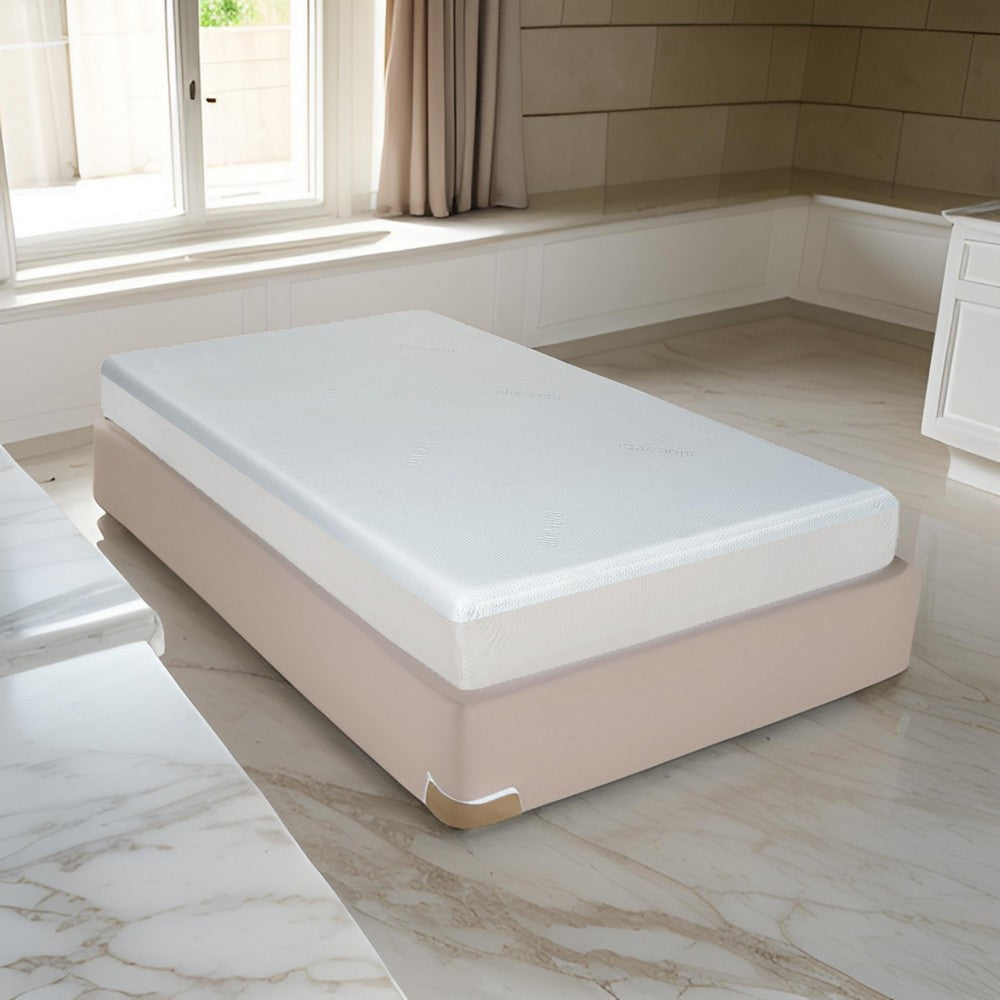 Que 6 Inch Twin Size Memory Foam Mattress, Gel Infused, Fabric Upholstery By Casagear Home