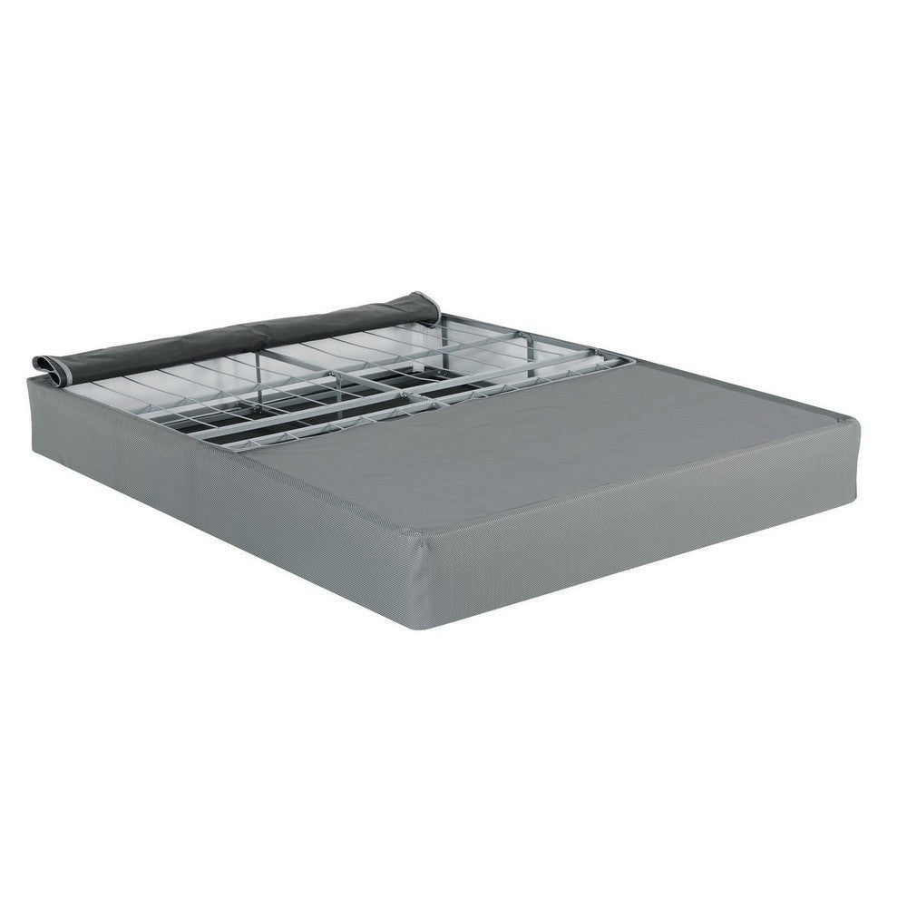 Dio 9 Inch Full Size Mattress Foundation Base Polyester Metal Frame By Casagear Home BM286444