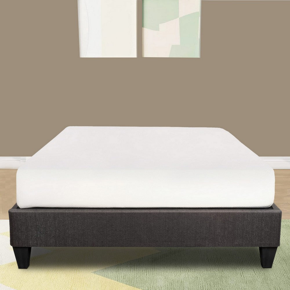 Tamy 13 Inch Twin Size Platform Bed Frame Wood Base Dark Gray Linen By Casagear Home BM286481