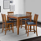 5 Piece Counter Height Dining Table Set Dark Acacia Wood Brown Black By Casagear Home BM286501