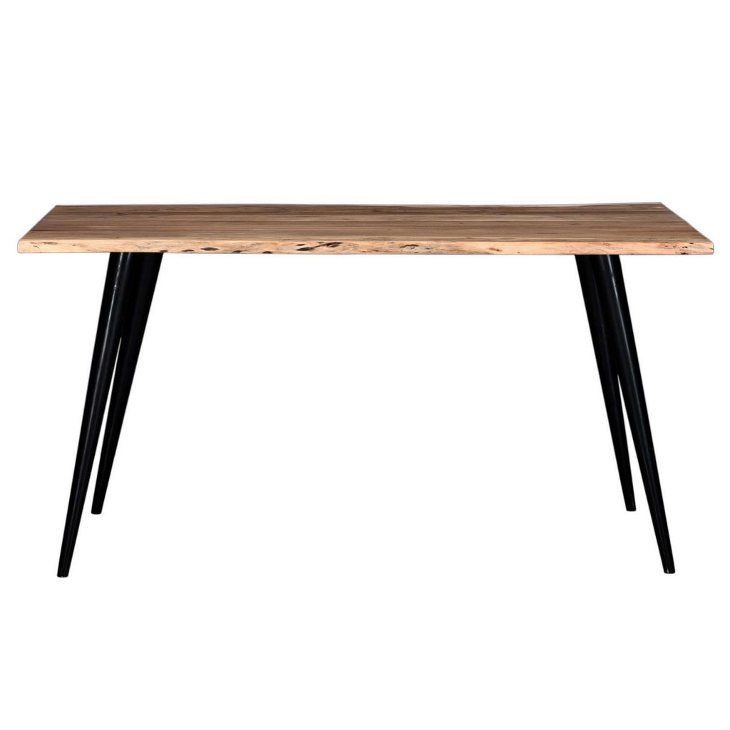 Zor 58 Inch Dining Table Live Edge Acacia Wood Light Oak Brown Black By Casagear Home BM286509