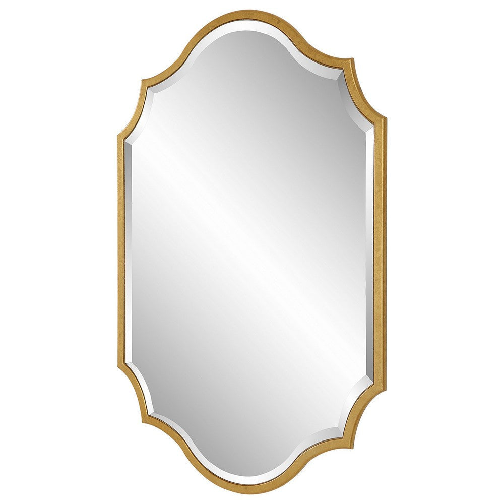 27 x 41 Modern Beveled Mirror in Classic Metal Frame Gold Leaf Finish By Casagear Home BM286545