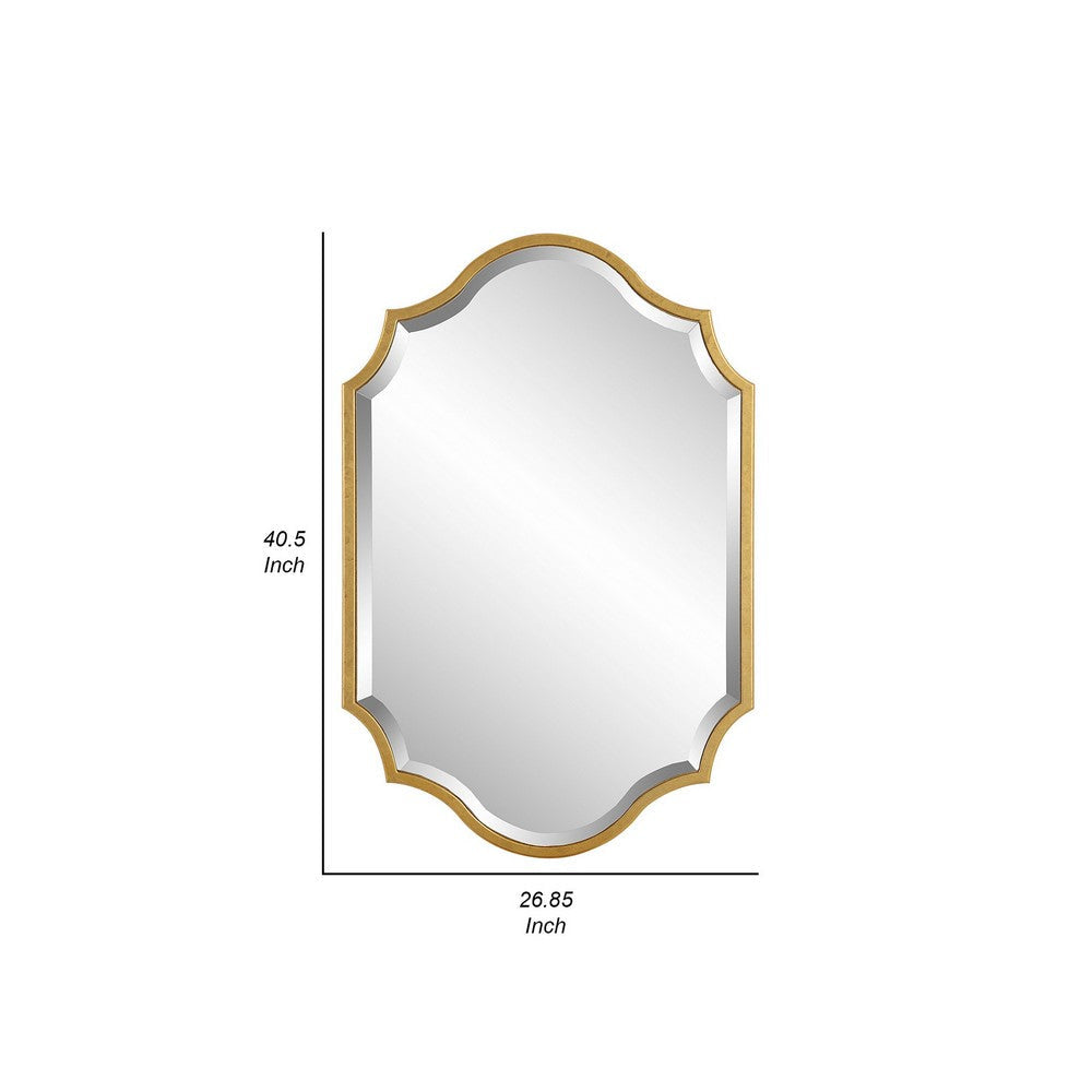 27 x 41 Modern Beveled Mirror in Classic Metal Frame Gold Leaf Finish By Casagear Home BM286545