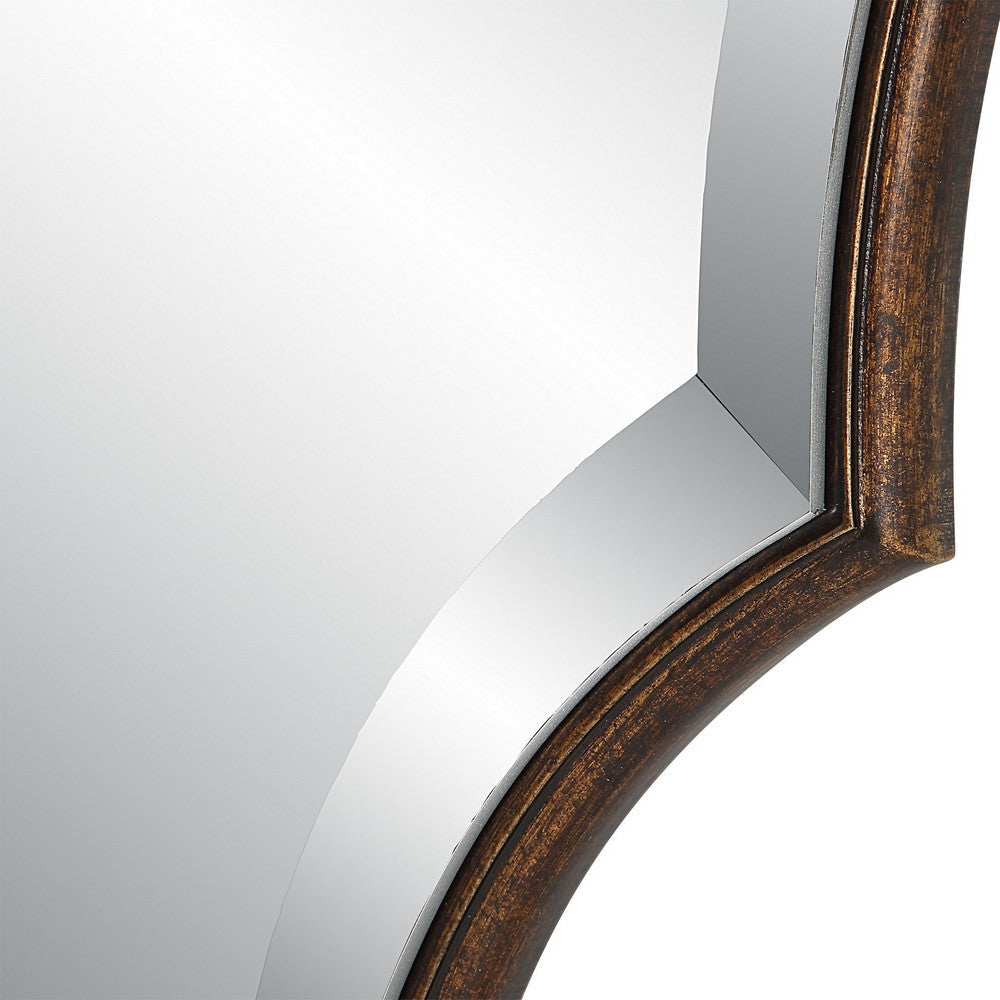 28 x 42 Modern Round Accent Mirror with Curved Edges Bronze Gold Finish By Casagear Home BM286547