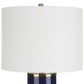 26 Inch Modern Table Lamp Hardback Linen Shade Ceramic Body Blue Gold By Casagear Home BM286558