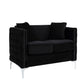 Zion 53 Inch Accent Loveseat Handmade Nailhead Trim Tufted Black Velvet By Casagear Home BM286568