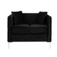 Zion 53 Inch Accent Loveseat Handmade Nailhead Trim Tufted Black Velvet By Casagear Home BM286568