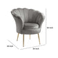 Lotus 34 Inch Barrel Accent Chair Channel Tufted Scallop Back Gray Velvet By Casagear Home BM286573