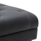 Ella 44 Inch Modern Ottoman Deep Button Tufted Black Vegan Faux Leather By Casagear Home BM286577