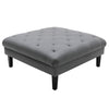 Ella 44 Inch Modern Ottoman, Deep Button Tufted, Gray Vegan Faux Leather By Casagear Home