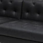 Ella 120 Inch 4 Seater Sofa Deep Button Tufted Black Vegan Faux Leather By Casagear Home BM286587